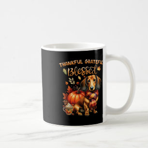 Caneca De Café Graças Grata, abençoada Cachorro Dachshund Queda V
