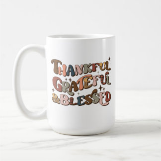 Caneca De Café Graças Grata e Abençoada Ação de Graças