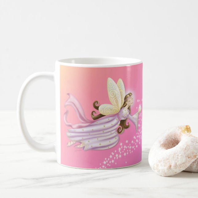 Caneca De Café Gradação Brilhante de Pastel de Poeira de Anjo Mág (Com Donut)
