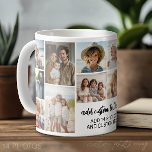 Caneca De Café Grade de colagem de fotos 14 - 2 caixas de texto -