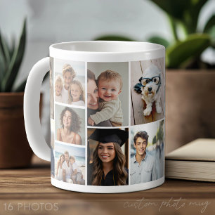 Caneca De Café Grade de colagem de fotos 16 - Grade branca minima
