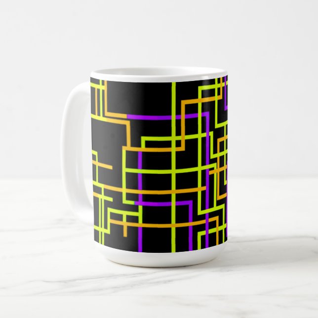 Caneca De Café Grade Neon em Rede (Frente Esquerda)