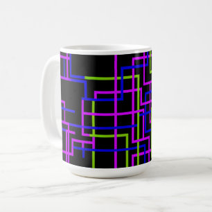 Caneca De Café Grade Neon Grid 