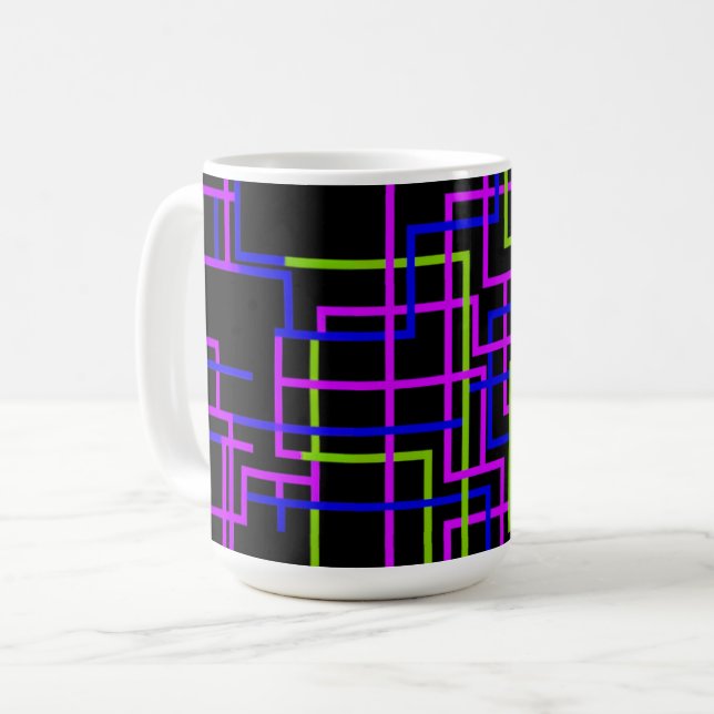Caneca De Café Grade Neon Grid  (Frente Esquerda)