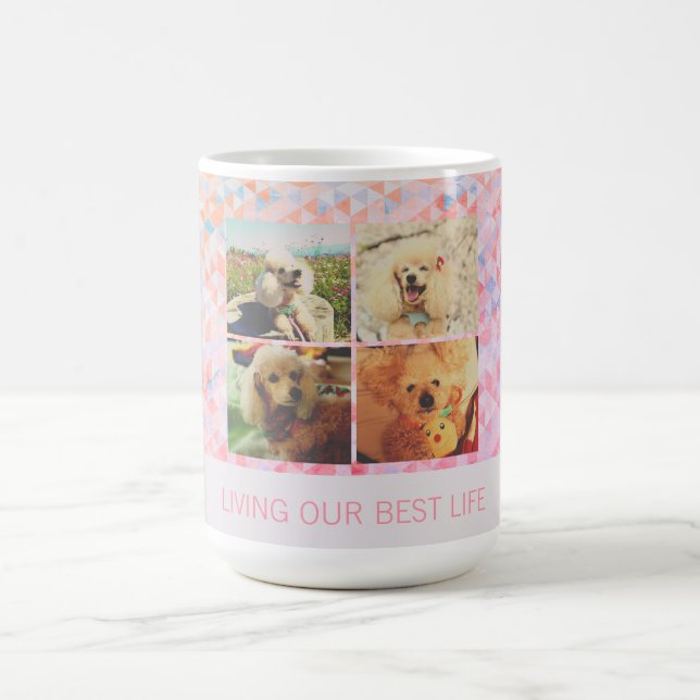 Caneca De Café Grade Poodle Mãe de Cachorro Multi-Foto Personaliz (Centro)