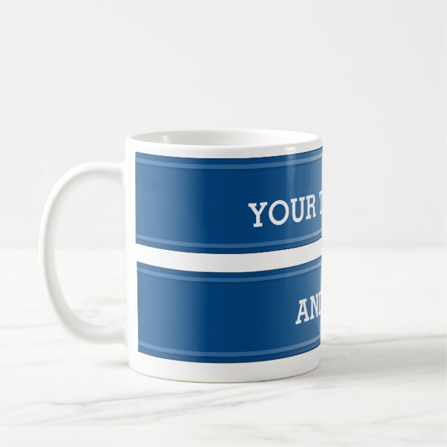 Caneca De Café gradiente azul do BANNER + seu texto (Esquerda)