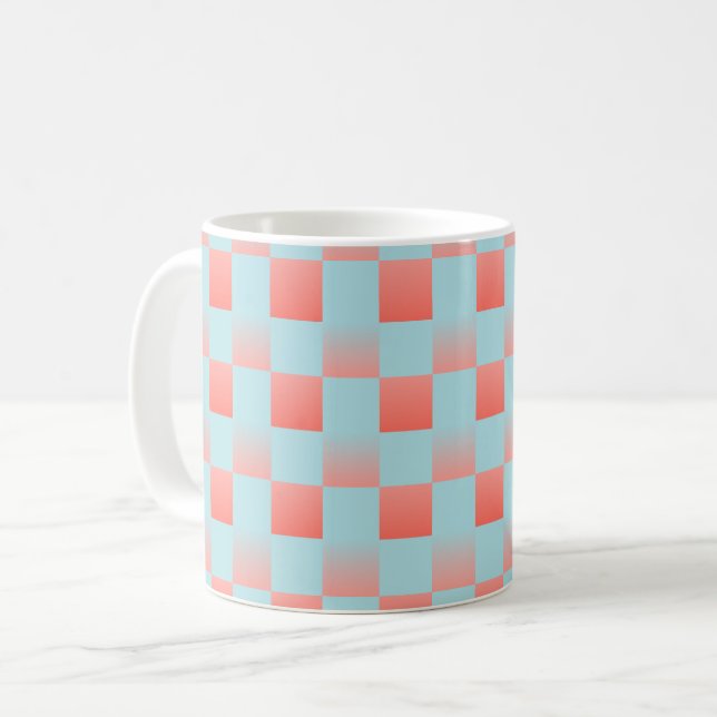 Caneca De Café gradiente com gradiente de verificação na moda, pó (Frente Esquerda)