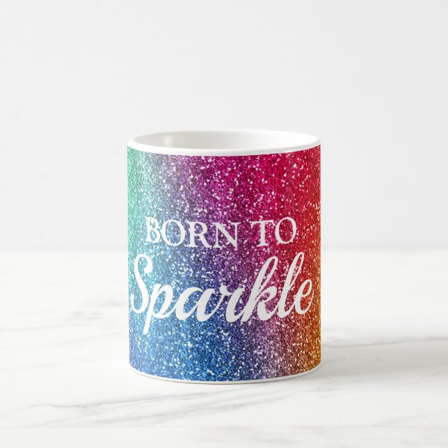 Caneca De Café Gradiente de Arco-íris Brilhante com Glitter Nasci (Centro)