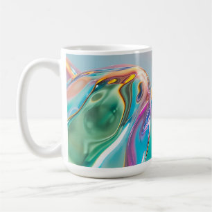 Caneca De Café Gradiente de Aura Metálico Líquido Holográfico Est