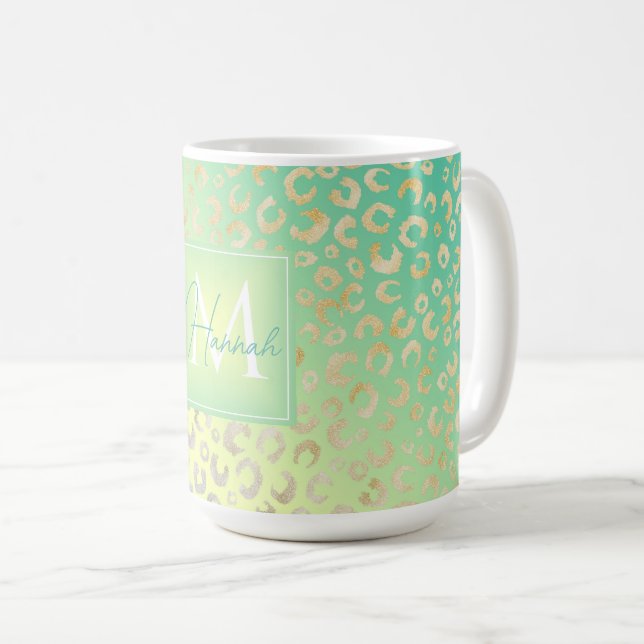 Caneca De Café Gradiente de Casa Amarelo de Impressão Dourada Mod (Frente Esquerda)
