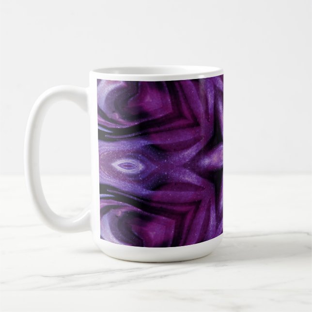 Caneca De Café Gradiente de Corações do Caleidoscópio Roxo (Esquerda)