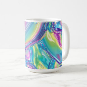Caneca De Café Gradiente de Metal Líquido Holográfico Aura Estéti