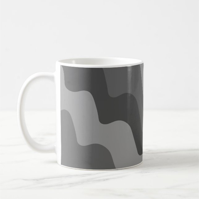 Caneca De Café gradiente de ondas do oceano de cinza (Esquerda)