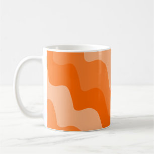 Caneca De Café gradiente de ondas do oceano laranja ondulado