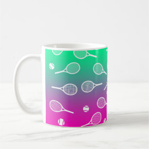 Caneca De Café Gradiente de Padrão de Raquetas Retro-Tênis de Bra