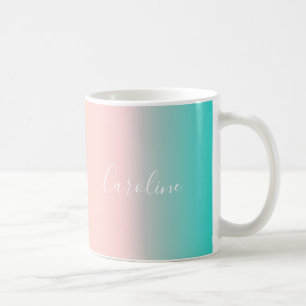 Caneca De Café Gradiente de Pastel de Verão Nome de Script Per