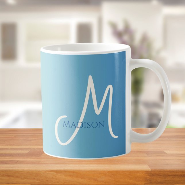 Caneca De Café Gradiente de Praia Monograma  (Criador carregado)