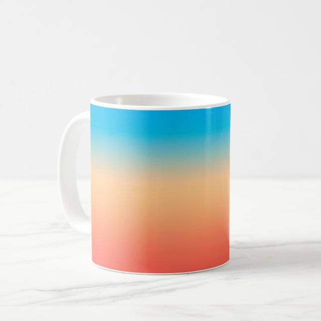 Caneca De Café Gradiente ombre coral blush bege azul suave desfoc (Frente Esquerda)