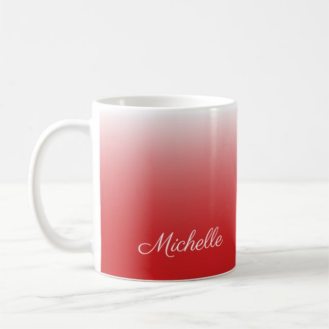 Caneca De Café Gradiente personalizado vermelho-vivo (Esquerda)