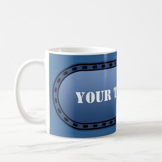Caneca De Café gradiente preto azul do BANNER de BOTÃO + seu text (Esquerda)