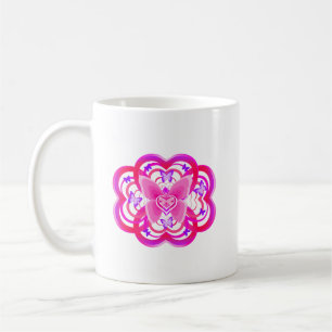 Caneca De Café Gradiente Rosa&Violeta Coração Formato Padrão Abst