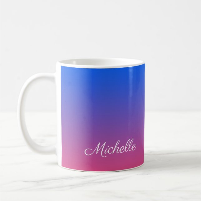 Caneca De Café Gradiente verde-azul e cor-de-rosa personalizado (Esquerda)