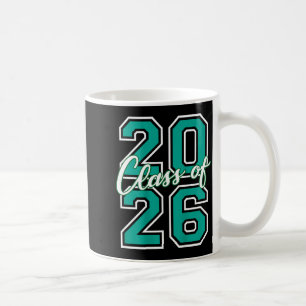 Caneca De Café Graduação da Turma de 2026 Varsity Verde Azul e Br