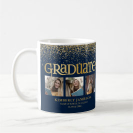 Caneca De Café Graduação de 3 Fotos com Brilho Dourado