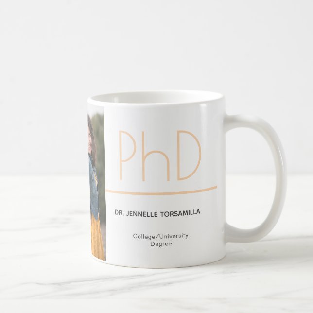 Caneca De Café Graduação de Cinzas de Natas Brancas de PhD (Direita)