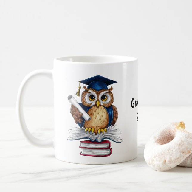 Caneca De Café Graduação de Coruja Personalizada (Com Donut)