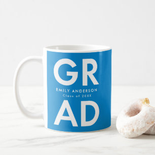 Caneca De Café Graduação de Foto Azul de Formando Negrito