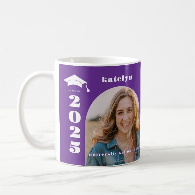 Caneca De Café Graduação de Foto Roxo (Esquerda)