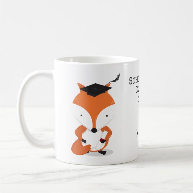Caneca De Café Graduação de Fox do Boné de Nome (Esquerda)