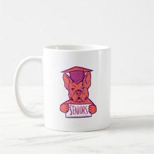 Caneca De Café Graduação de French Bulldog Senior Cachorro Fofo
