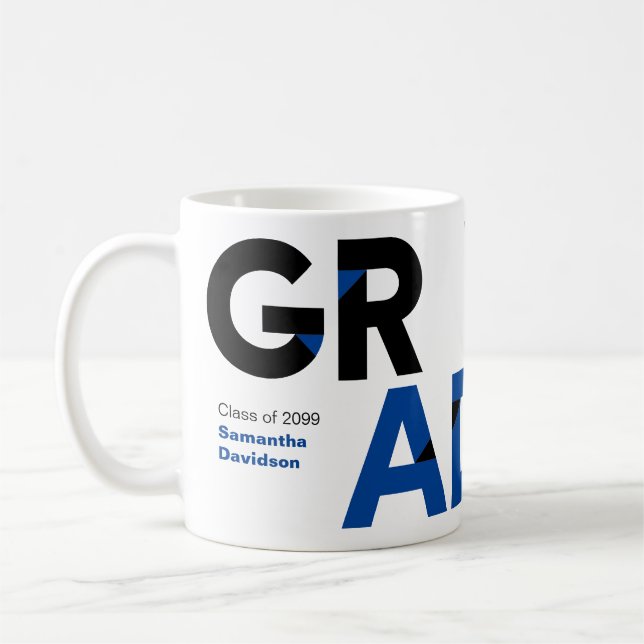 Caneca De Café Graduação de Letras Ângulo Grande Azul (Esquerda)