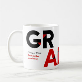 Caneca De Café Graduação de Letras Ângulo Grande Vermelho e Curto