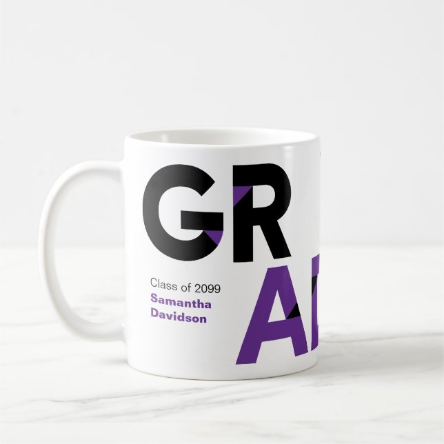 Caneca De Café Graduação de Letras de Ângulo Grande Roxo (Esquerda)