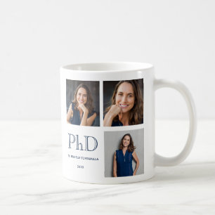 Caneca De Café Graduação de PhD Azul de Keepsaee