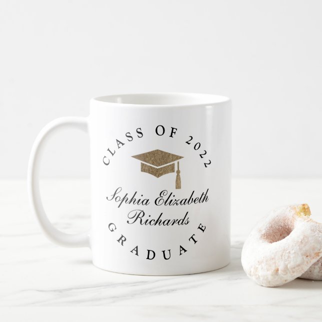 Caneca De Café Graduação de Script Clássico (Com Donut)