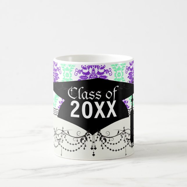 Caneca De Café graduação em damasco roxo e verde (Centro)
