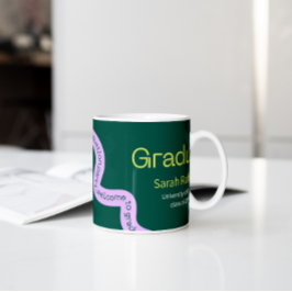 Caneca De Café Graduação em tipografia verde moderna Mug
