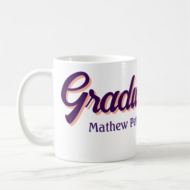 Caneca De Café Graduação moderna de classe negra simples e a pret (Esquerda)