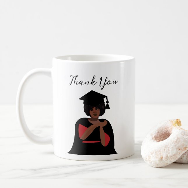 Caneca De Café Graduação Personalizada de Mulher Sorridente (Com Donut)