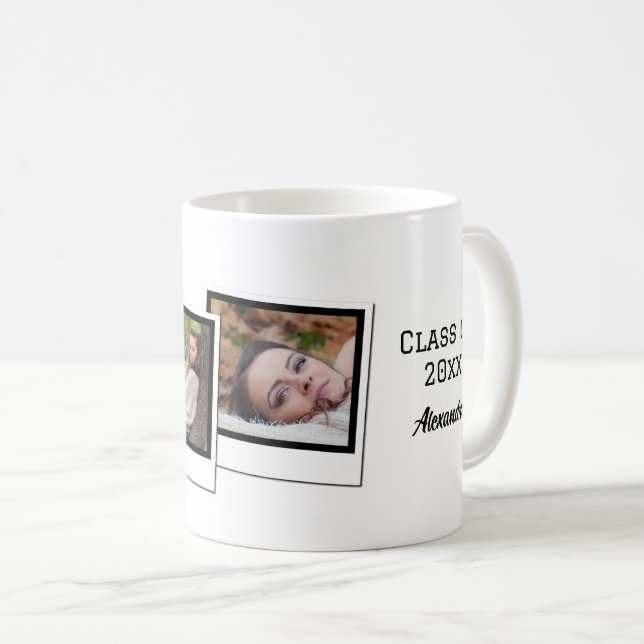 Caneca De Café Graduação personalizada de quadros de instantâneos (Frente Esquerda)