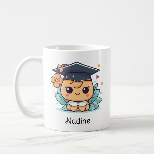 Caneca De Café Graduação Personalizada do Cartoon Kawaii Bonito (Esquerda)