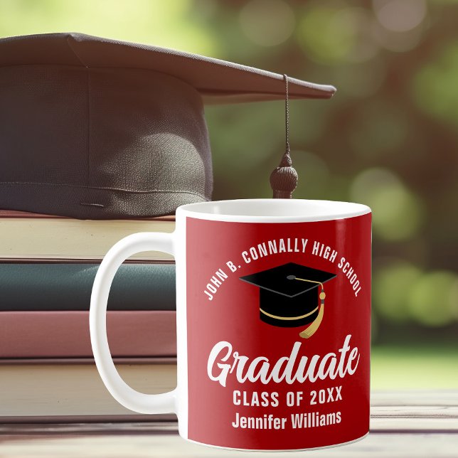 Caneca De Café Graduação Personalizada do Formando Branco Vermelh (Criador carregado)