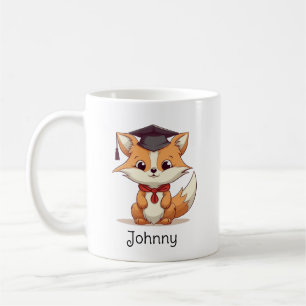 Caneca De Café Graduação Personalizada Fox de Cartoon Bonito