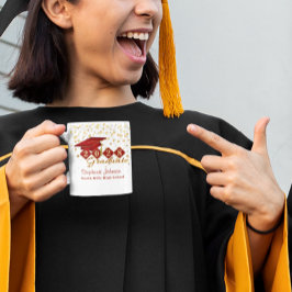Caneca De Café Graduação Personalizada Vermelho e Dourado 20XX