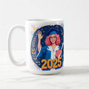 Caneca De Café Graduado Alegre de 2025 Celebrando Conquista