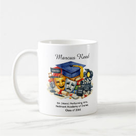 Caneca De Café 🎓Graduado em Artes Cênicas Nome Personalizado e T